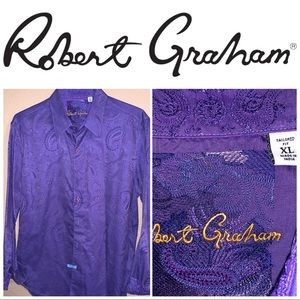 XL Robert Graham Purple Patterned LS Shirt